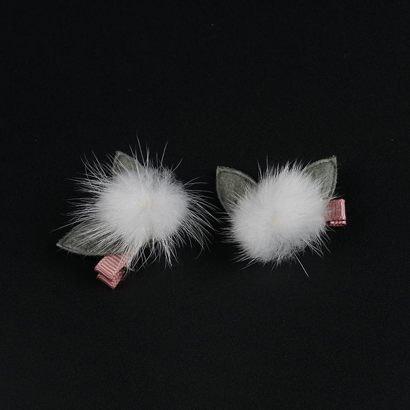 Pompon with Green Rabbit Ear Pet Hair Clip-A095