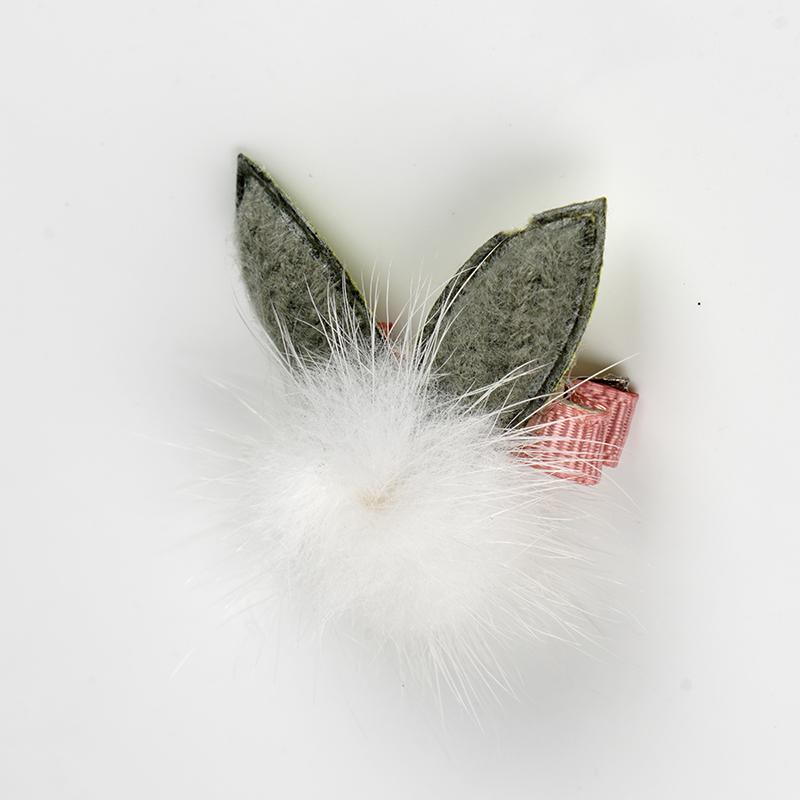 Pompon with Green Rabbit Ear Pet Hair Clip-A095