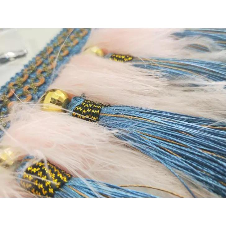 Tassel Pendant Feather Woven Collar Slider - B013