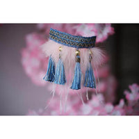 Tassel Pendant Feather Woven Collar Slider - B013