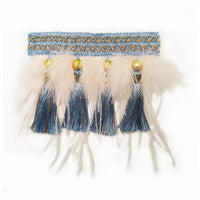 Tassel Pendant Feather Woven Collar Slider - B013