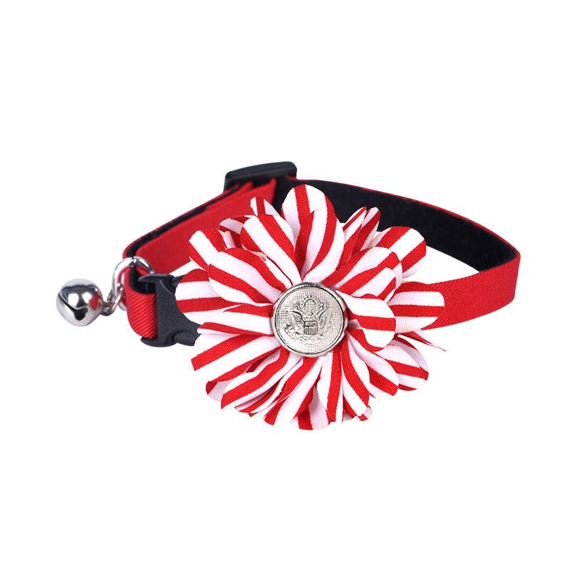 Stripe Fabric Pet Flower Collar - A048